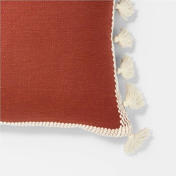 Threshold Studio McGee Woven Frame Square Throw Pillow with Side Tassels - Picture 2 of 6